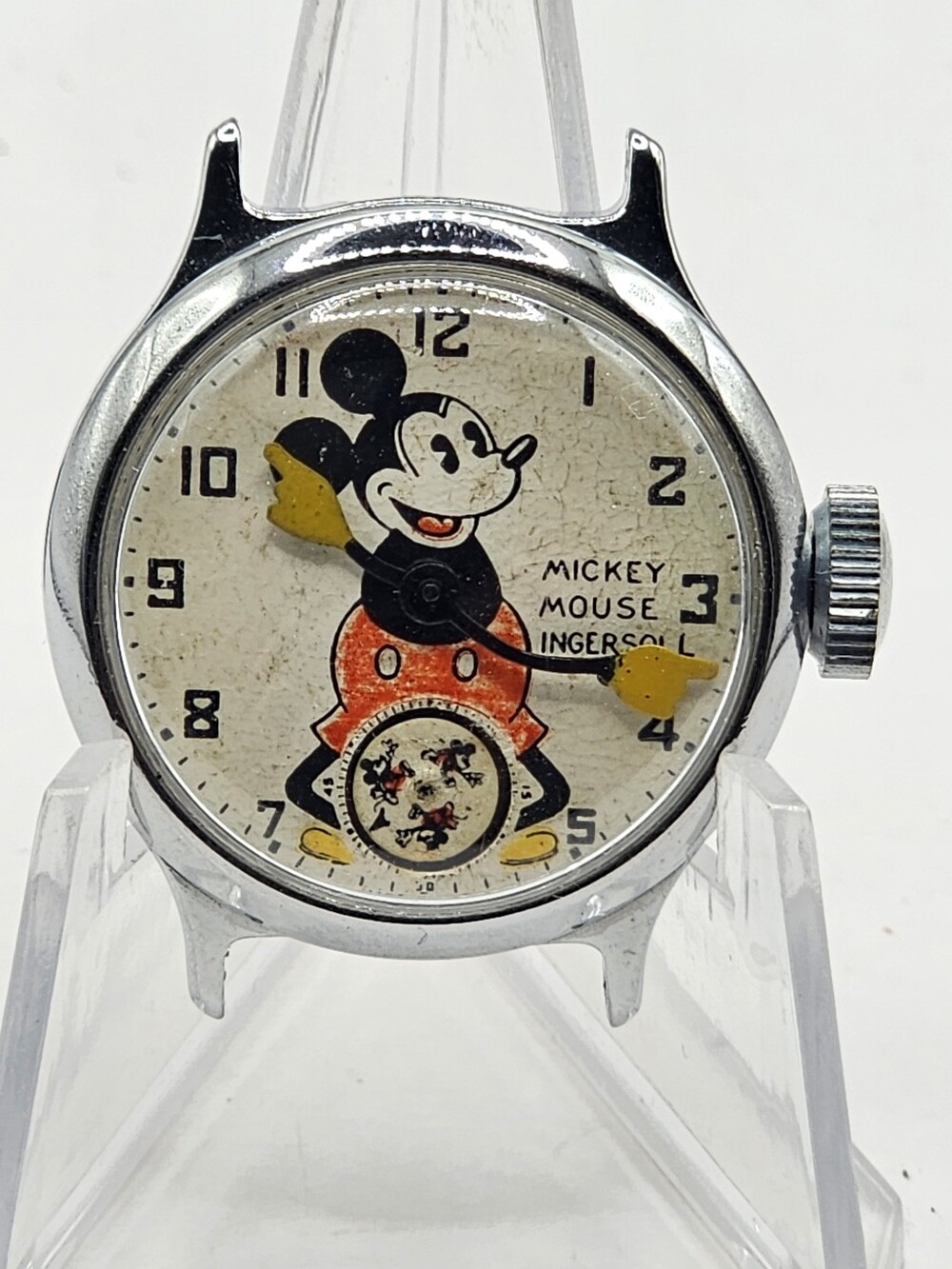VTG & Rare 1930s Ingersoll Mickey Mouse Wristwath No Band Running